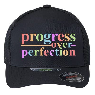 Colorful Progress Over Perfection Flexfit Unipanel Trucker Cap