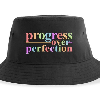 Colorful Progress Over Perfection Sustainable Bucket Hat