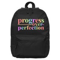 Colorful Progress Over Perfection 16 in Basic Backpack