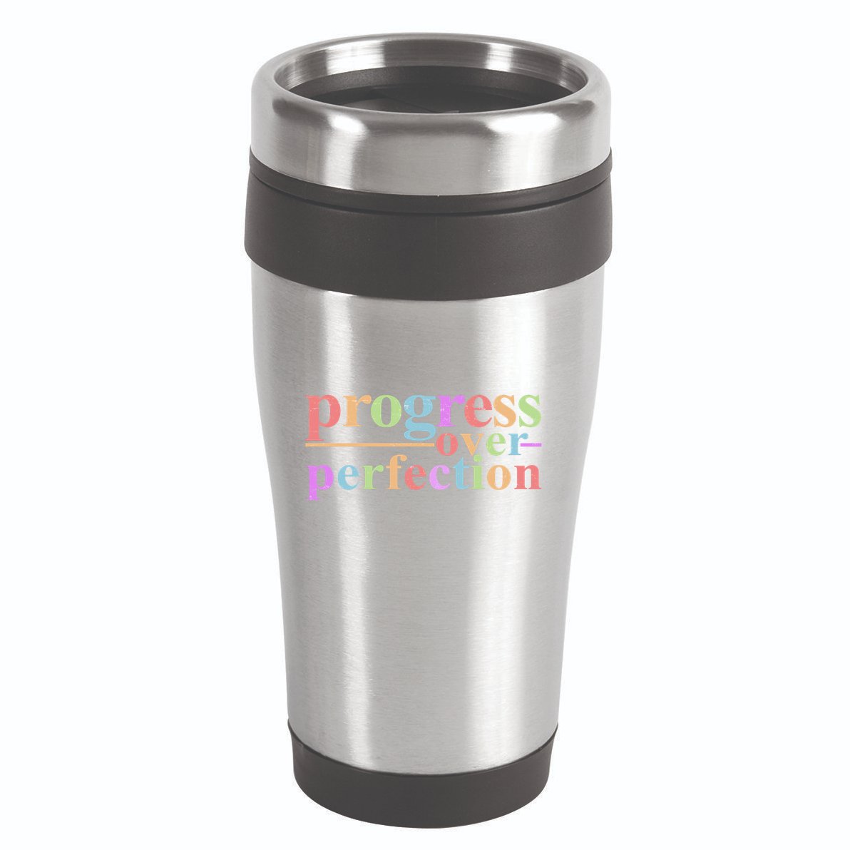 Colorful Progress Over Perfection 16oz Travel Tumbler