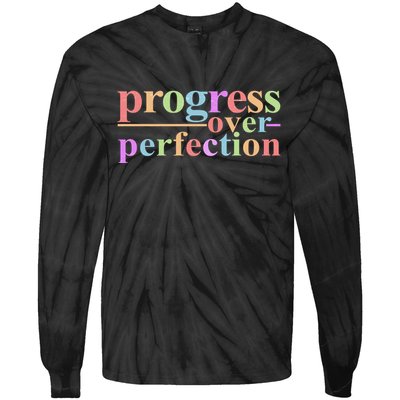 Colorful Progress Over Perfection Tie-Dye Long Sleeve Shirt