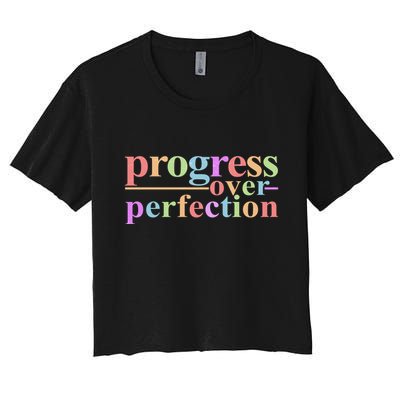 Colorful Progress Over Perfection Crop Top