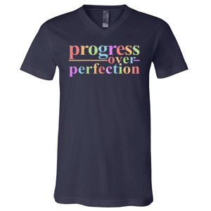 Colorful Progress Over Perfection V-Neck T-Shirt