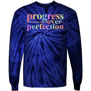 Colorful Progress Over Perfection Tie-Dye Long Sleeve Shirt