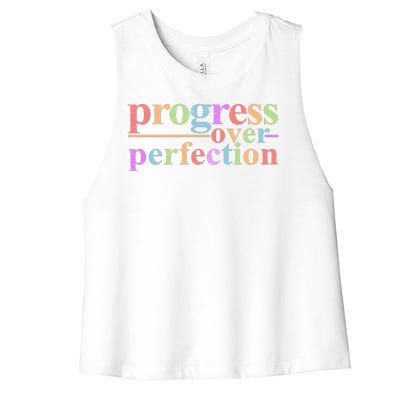 Colorful Progress Over Perfection Women's Racerback Cropped Tank