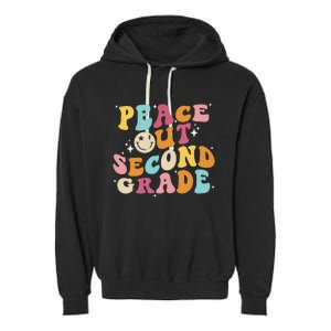 Cute Peace Out Second Grade Funny Last Day Of School Garment-Dyed Fleece Hoodie