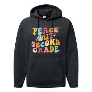 Cute Peace Out Second Grade Funny Last Day Of School Performance Fleece Hoodie