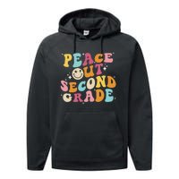 Cute Peace Out Second Grade Funny Last Day Of School Performance Fleece Hoodie