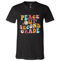 Cute Peace Out Second Grade Funny Last Day Of School V-Neck T-Shirt