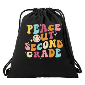 Cute Peace Out Second Grade Funny Last Day Of School Drawstring Bag