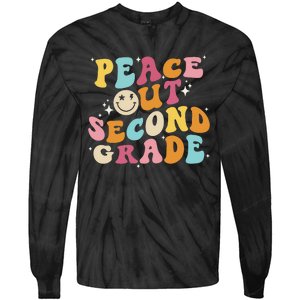 Cute Peace Out Second Grade Funny Last Day Of School Tie-Dye Long Sleeve Shirt