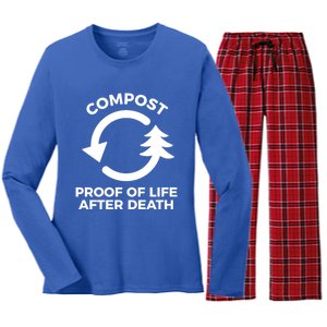 Compost Proof Of Life After Death Composting Gift Women's Long Sleeve Flannel Pajama Set 