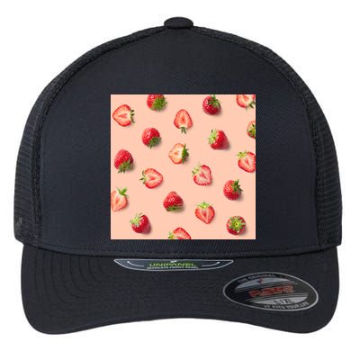 Colorful Pattern of Strawberries Flexfit Unipanel Trucker Cap