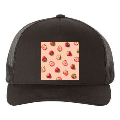 Colorful Pattern of Strawberries Yupoong Adult 5-Panel Trucker Hat