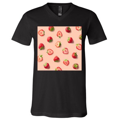 Colorful Pattern of Strawberries V-Neck T-Shirt