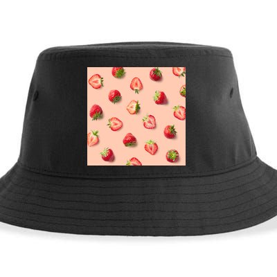 Colorful Pattern of Strawberries Sustainable Bucket Hat