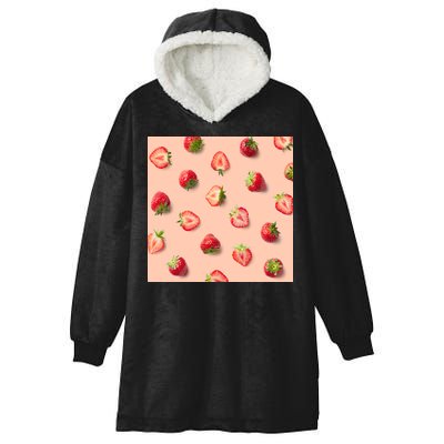 Colorful Pattern of Strawberries Hooded Wearable Blanket