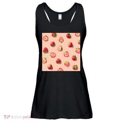 Colorful Pattern of Strawberries Ladies Essential Flowy Tank