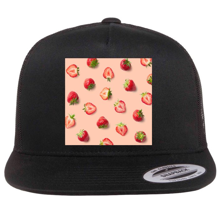 Colorful Pattern of Strawberries Flatbill Hat