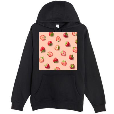 Colorful Pattern of Strawberries Premium Pullover Hoodie
