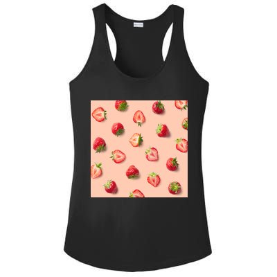 Colorful Pattern of Strawberries Ladies PosiCharge Competitor Racerback Tank