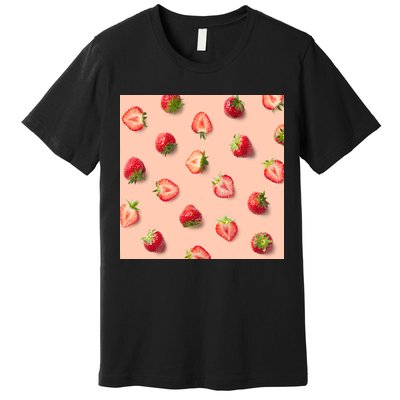 Colorful Pattern of Strawberries Premium T-Shirt
