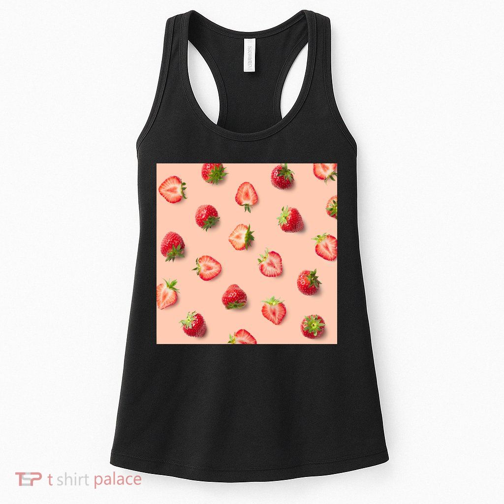Colorful Pattern of Strawberries Womens Tank Top