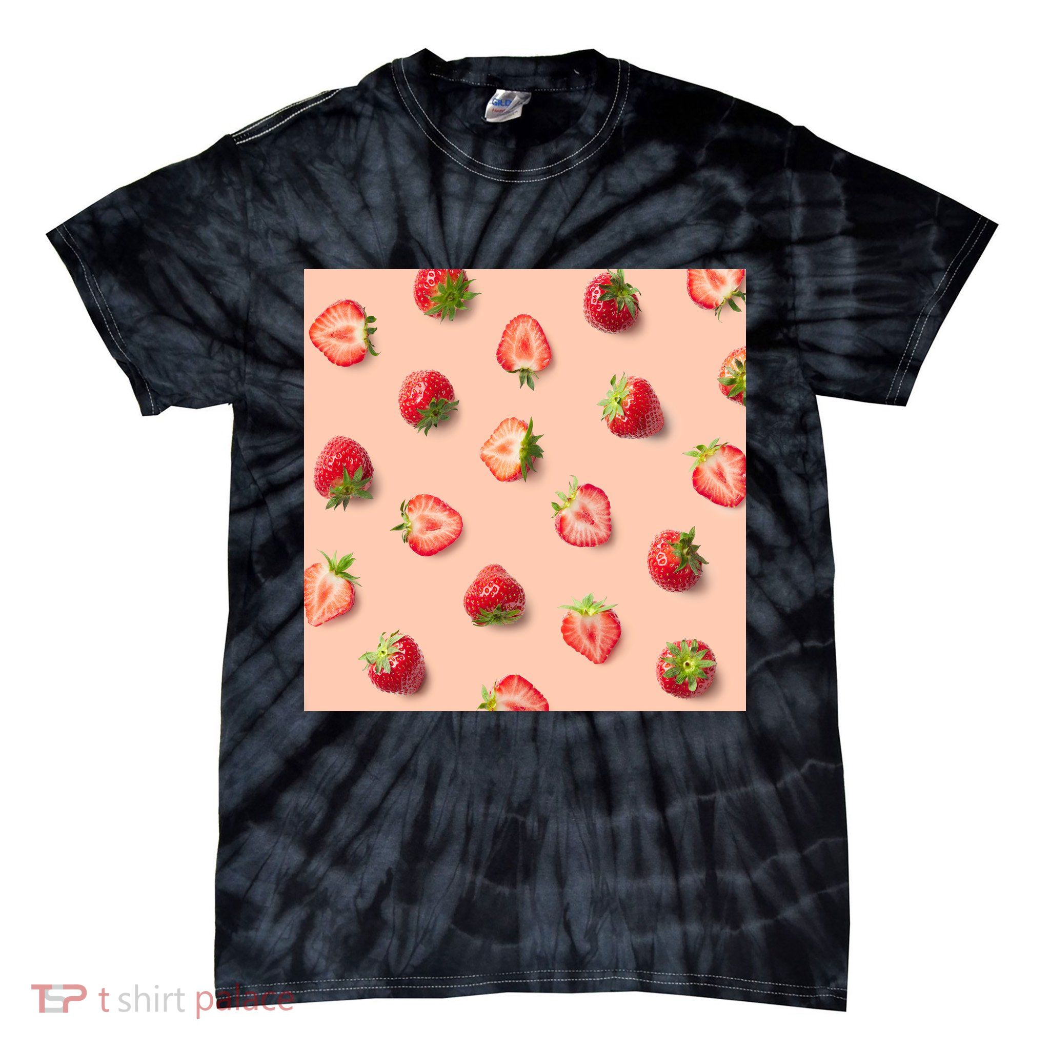 Colorful Pattern of Strawberries Tie-Dye T-Shirt