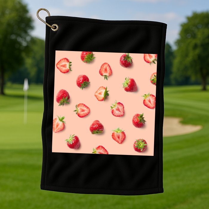 Colorful Pattern of Strawberries Golf Towel