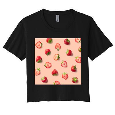 Colorful Pattern of Strawberries Crop Top