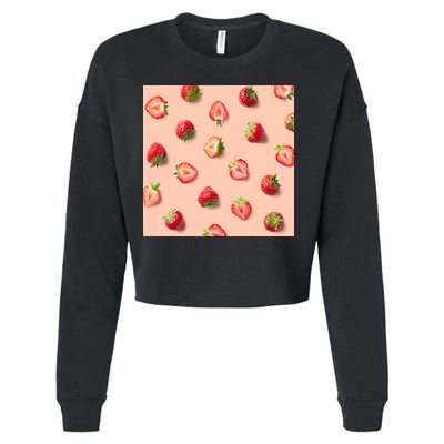 Colorful Pattern of Strawberries Cropped Pullover Crew