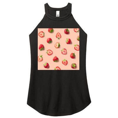 Colorful Pattern of Strawberries Women's Perfect Tri Rocker Tank
