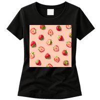 Colorful Pattern of Strawberries Womens T-Shirt
