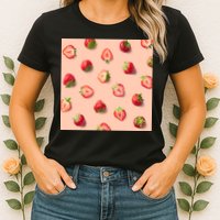 Colorful Pattern of Strawberries Womens T-Shirt