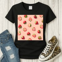 Colorful Pattern of Strawberries Womens T-Shirt