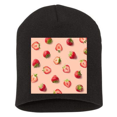Colorful Pattern of Strawberries Short Acrylic Beanie