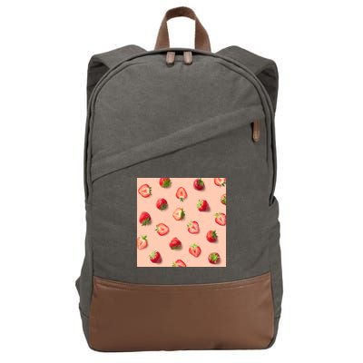 Colorful Pattern of Strawberries Cotton Canvas Backpack