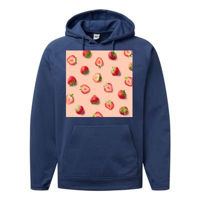 Colorful Pattern of Strawberries Performance Fleece Hoodie