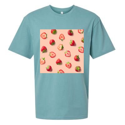 Colorful Pattern of Strawberries Sueded Cloud Jersey T-Shirt