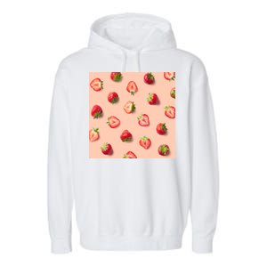 Colorful Pattern of Strawberries Garment-Dyed Fleece Hoodie