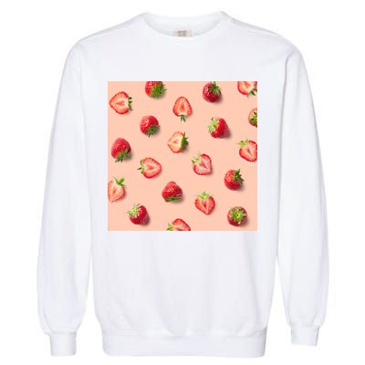 Colorful Pattern of Strawberries Garment-Dyed Sweatshirt