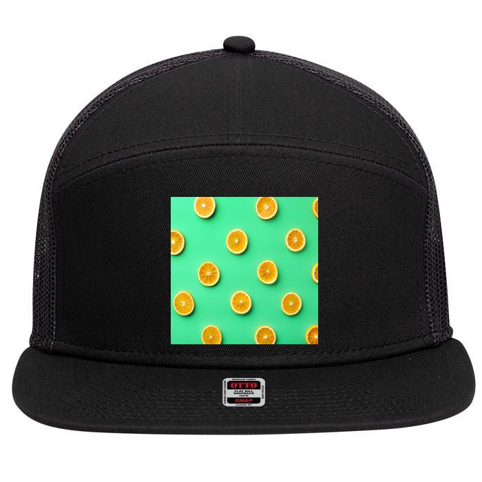 Colorful Pattern of Fresh Orange Slices  7 Panel Mesh Trucker Snapback Hat