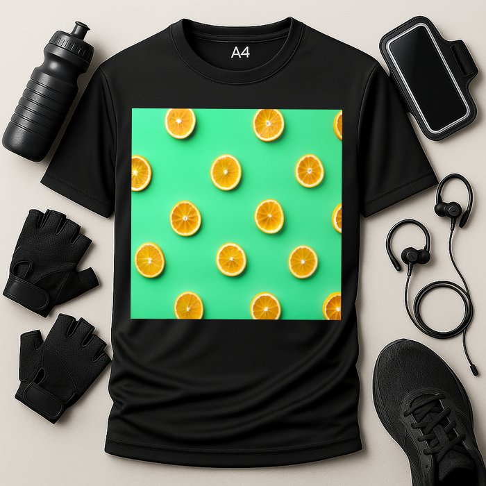 Colorful Pattern of Fresh Orange Slices  Performance Shirt