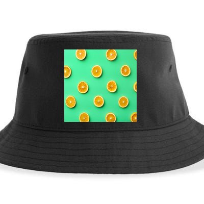 Colorful Pattern of Fresh Orange Slices  Sustainable Bucket Hat