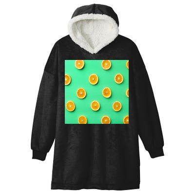 Colorful Pattern of Fresh Orange Slices  Hooded Wearable Blanket