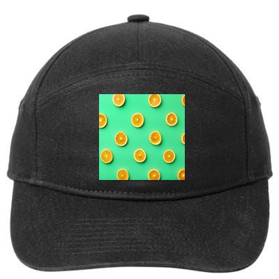 Colorful Pattern of Fresh Orange Slices  7-Panel Snapback Hat