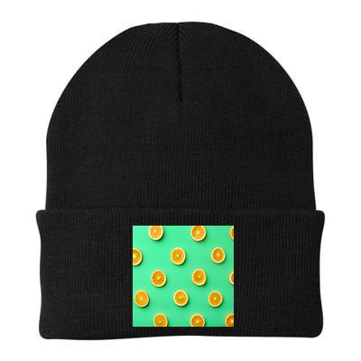 Colorful Pattern of Fresh Orange Slices  Beanie
