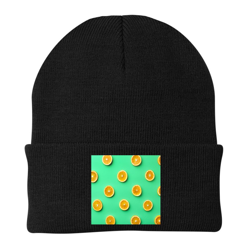Colorful Pattern of Fresh Orange Slices  Beanie