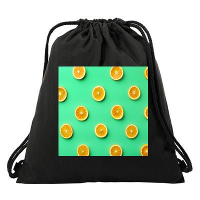 Colorful Pattern of Fresh Orange Slices  Drawstring Bag