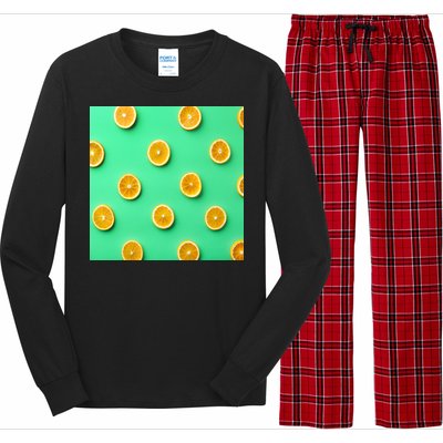 Colorful Pattern of Fresh Orange Slices  Long Sleeve Pajama Set